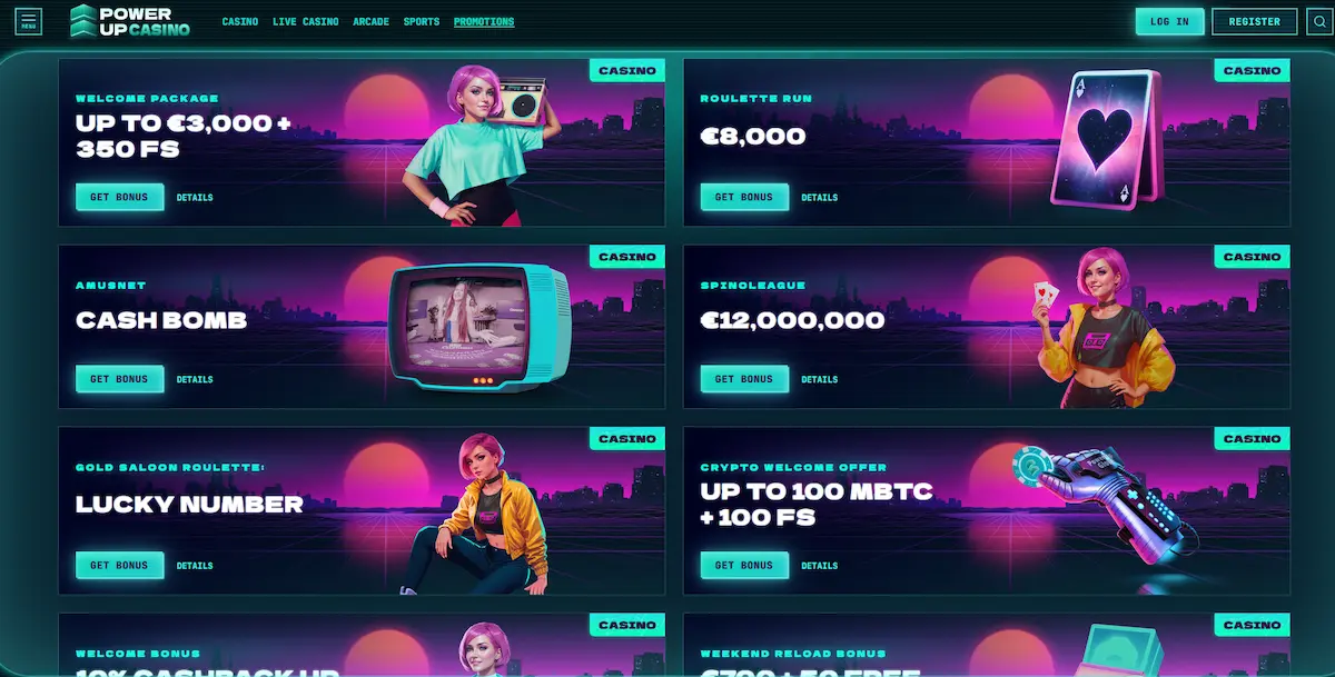 Přehled uvítacího bonusu a free spinů v Power Up Casino