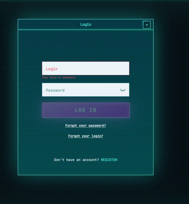Přihlašovací formulář Power Up Casino s polem pro e-mail a heslo